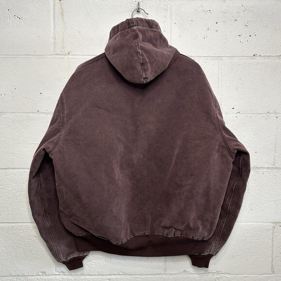 Vintage Carhartt Quilted Hooded Jacket “Burgundy/Wine” J06 - Picture 2 of 13